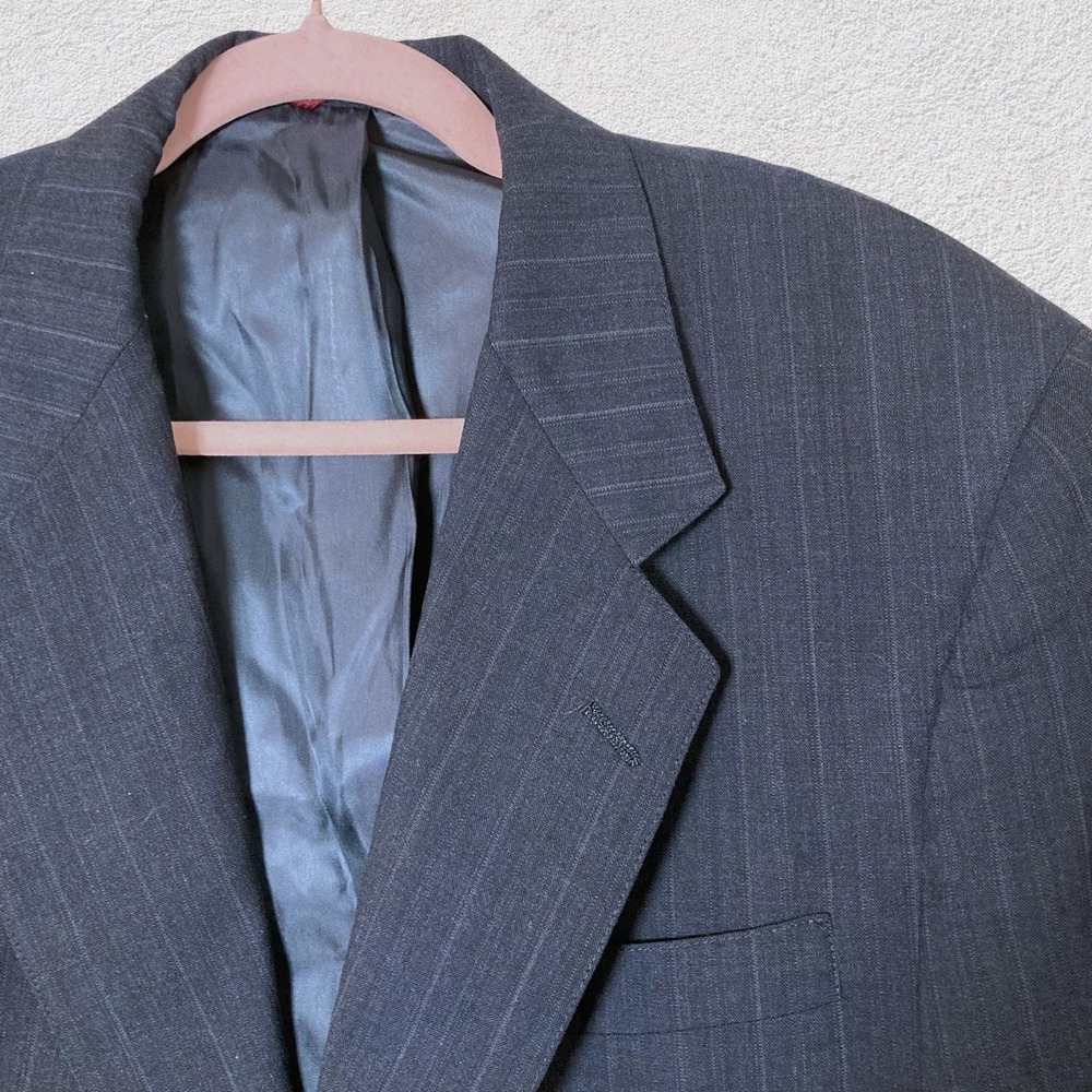 Hart Schaffner Marx Dillard's Pinstripe Wool Blazer‎ Navy Jacket Business Career
